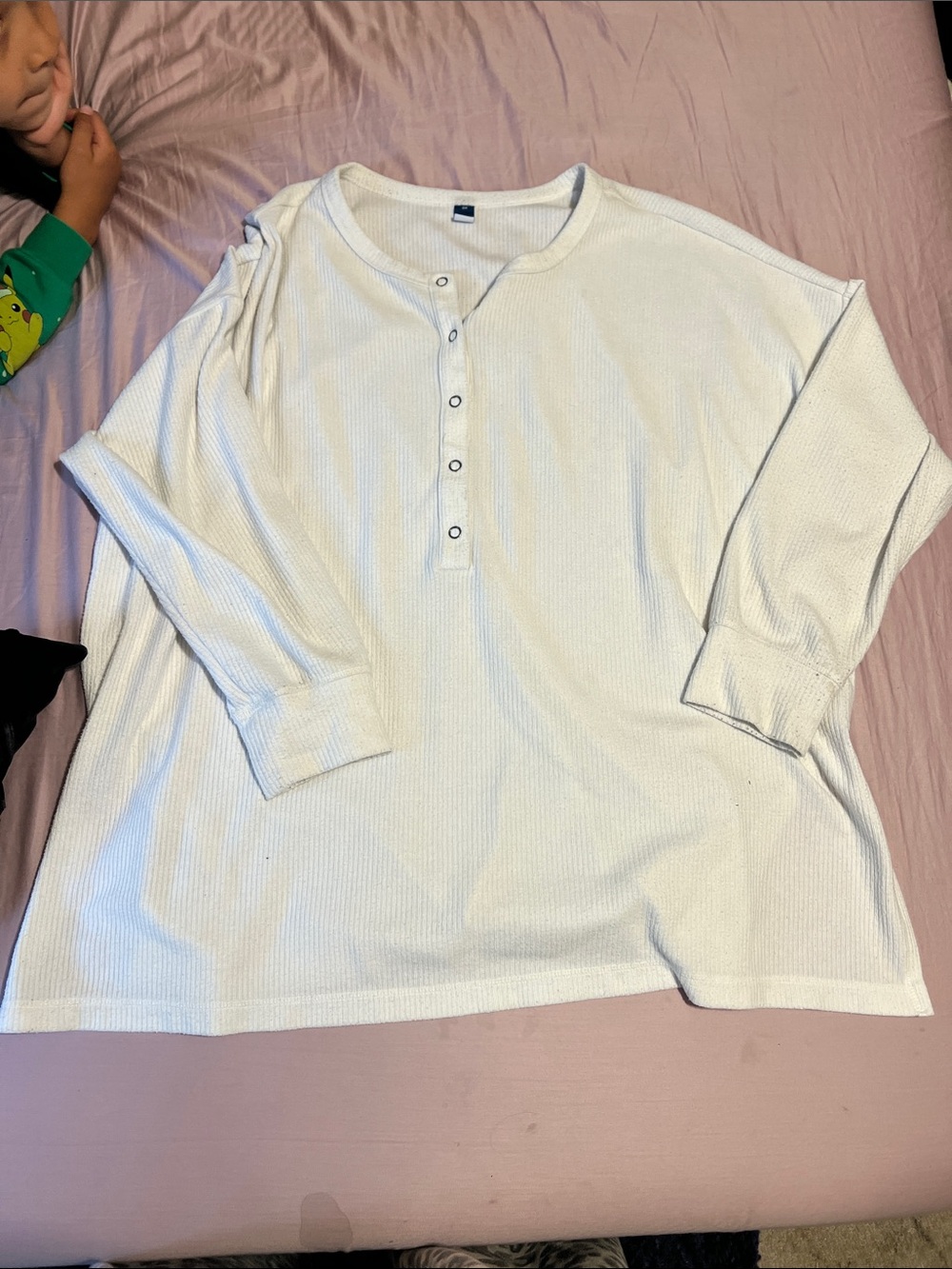 Old Navy Cream Ribbed Henley Top